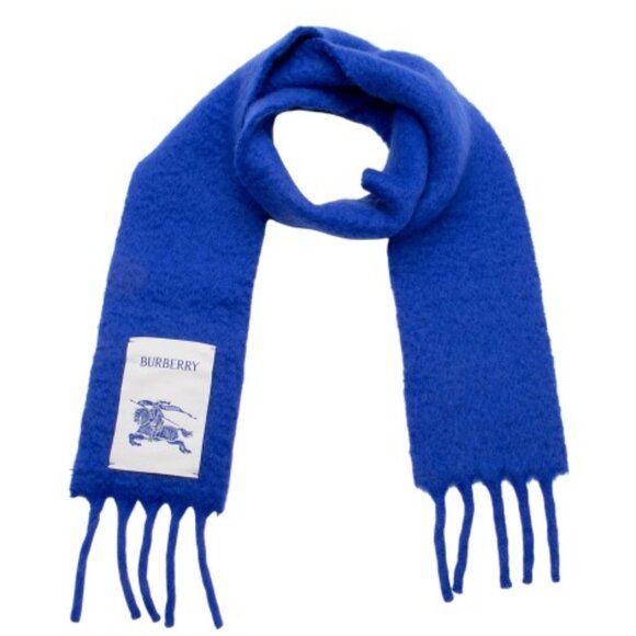 NWT GIFTABLE Burberry Fringe wool Scarf blue pristine condition - Picture 3 of 11
